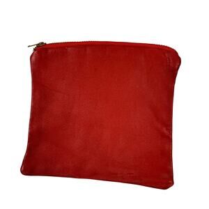 Vintage Burnt Orange Brick Handbag Pebbled Leather Casual Zip Pouch Size 6x5.25